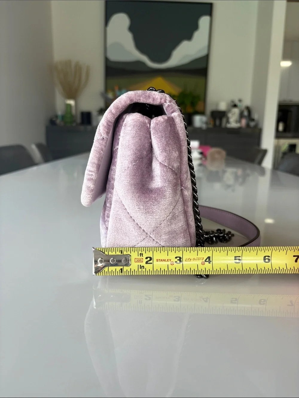 Tory Burch Quilted Velvet Shoulder Bag in Lavender Mist